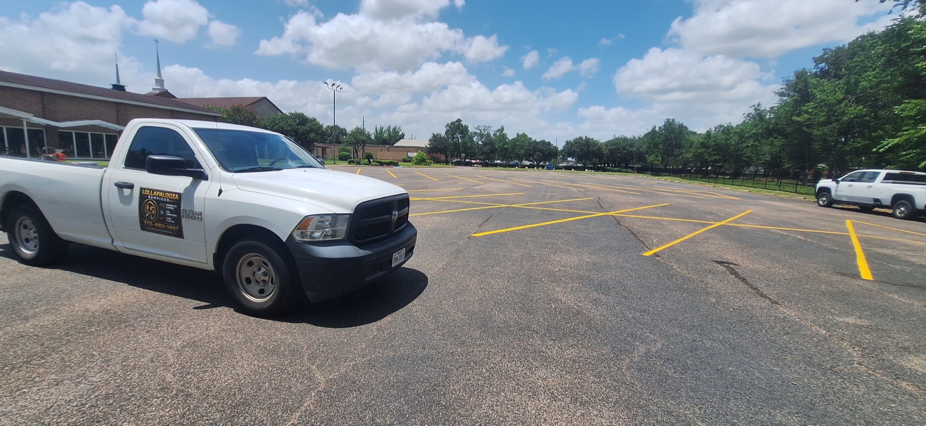 Lollalpalooza Services truck at the completed First Presbyterian Church of Sugar Land project